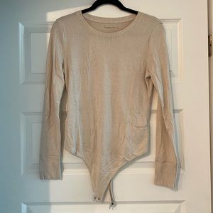 Abercrombie Long-Sleeve Cozy Bodysuit in Tan